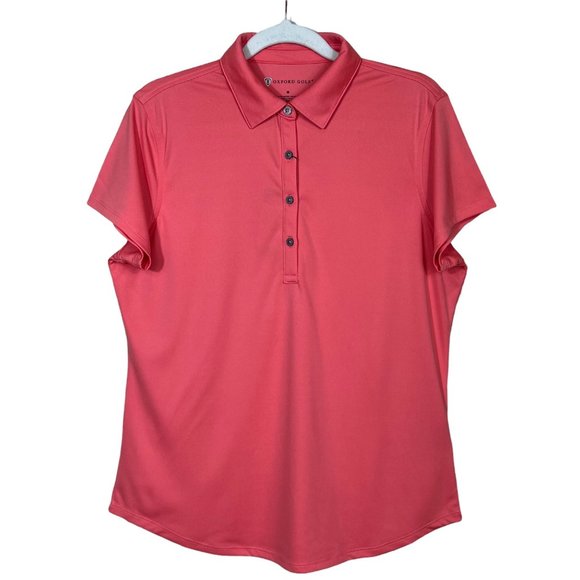 Oxford Golf Collared Button Front Polo Sugar Coral Women’s Medium - Picture 1 of 12